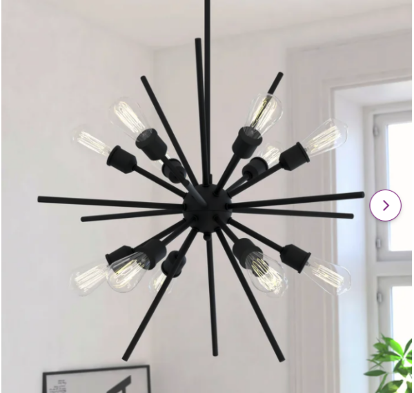 Matte Black Morrison 12 - Light Sputnik Modern Linear Chandelier - Image 6