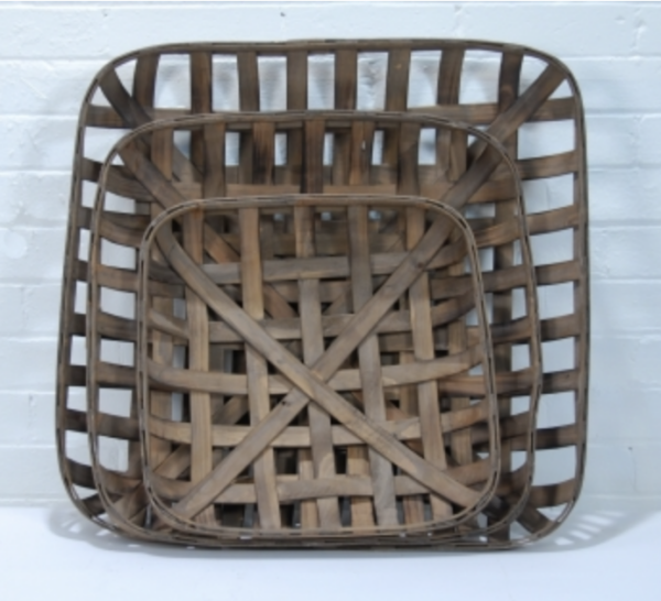 SET OF 3 SQUARE TOBACCO BASKETS