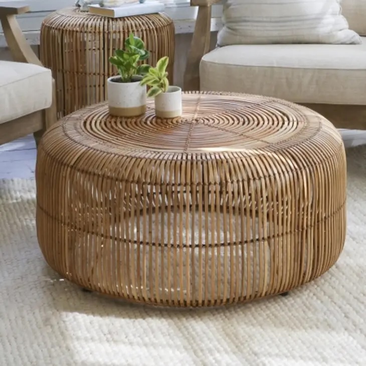 RATTAN COFFEE TABLE with metal frame