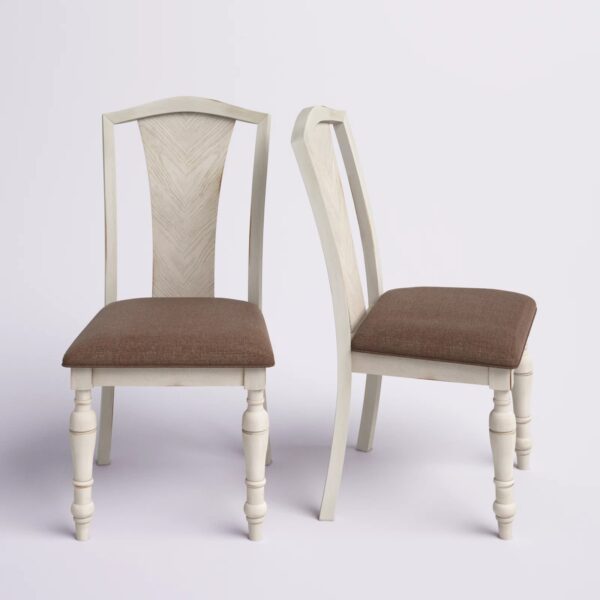 Slat Back Solid Rubberwood Dining Chairs (Set Of 2)