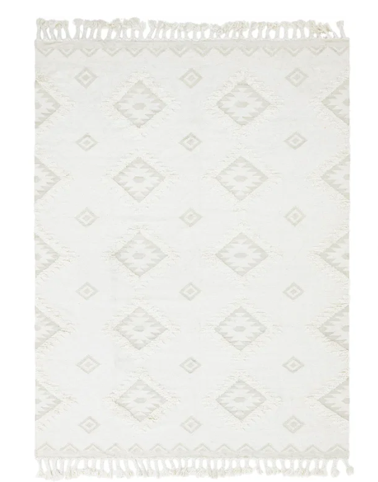 Alenah Southwestern Handmade Wool Area Rug in Cream 3'x5'