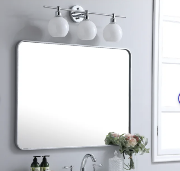 Alessandra Metal Framed Wall Mounted Accent Mirror Silver 40"x30"