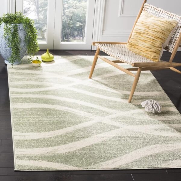 Shelva Abstract Beige/Green Area Rug 6'x9'