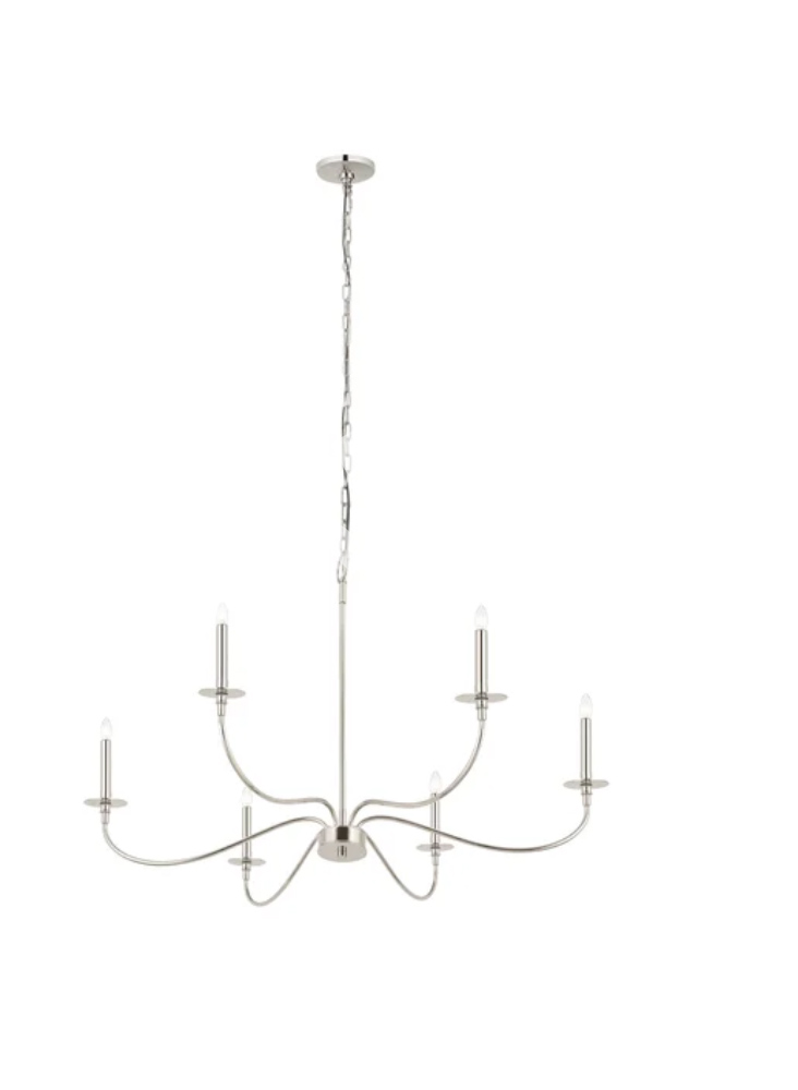 Halback 6 Light Chandelier Polished Nickel