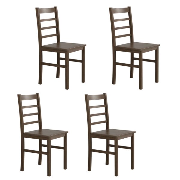 Solid Wood Ladder Back Side Chair in Walnut (Set of 4)