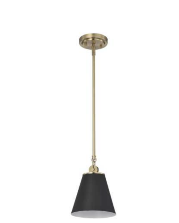 Dover 60-7408 1 Light Black With Vintage Brass Pendant