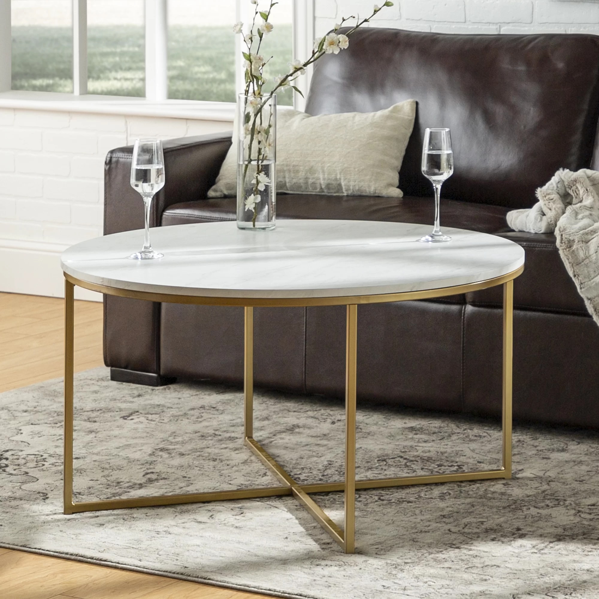 Wasser Coffee Table Gold/White