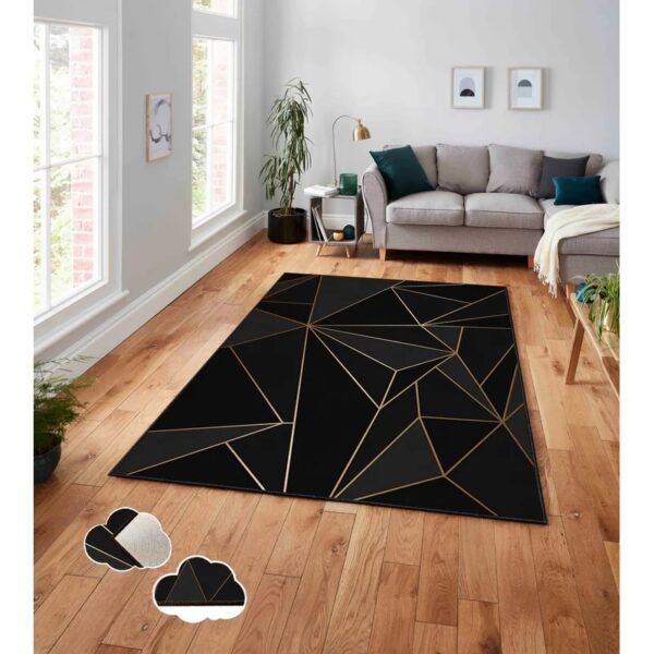 Black Performance Rug - Non Slip Rectangle 140 x 220cm