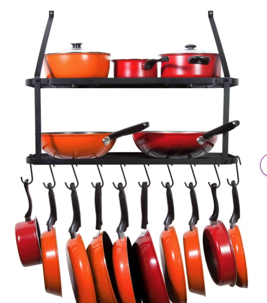 Shelf Pot And Pan Rack - Mounted Hanging Pot Rack For Kitchen Storage And Organization