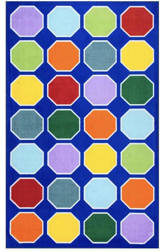 Corinne Geometric Area Rug in Blue 4'4"x6'