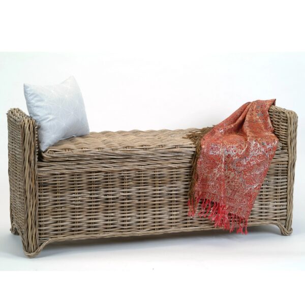 Rattan Storage Bench w/ arms