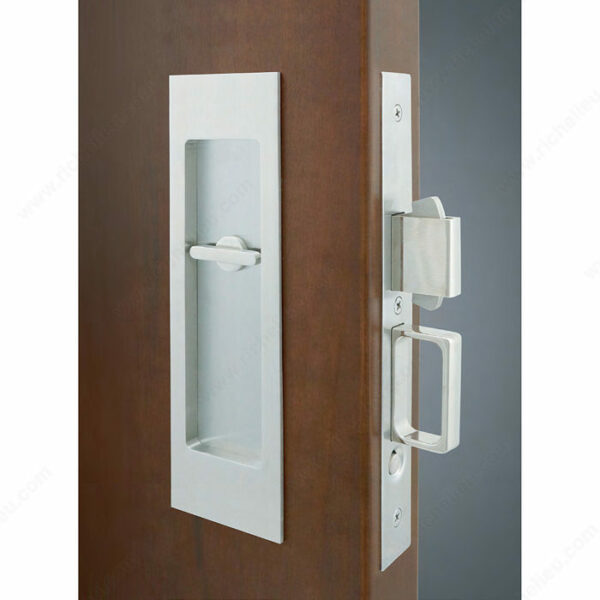 Stainless Steel Finish Mortise Lock Set for Sliding Doors - Privacy or Passage