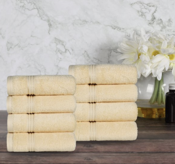 8 Piece 100% Cotton Hand Towel Set Egyptian Cotton Canary