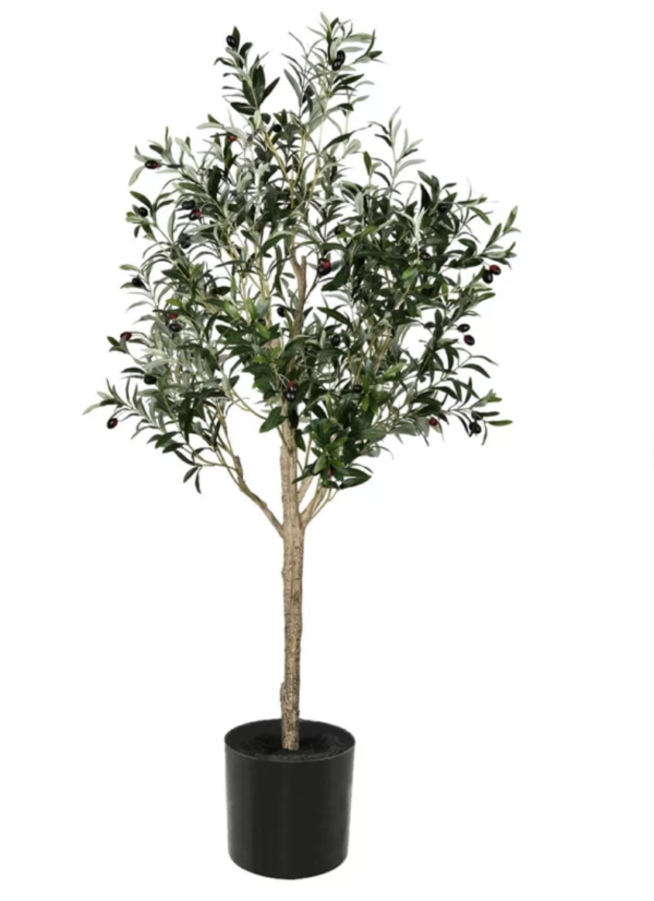 84 in. Olive Artificial Tree in Black Pot