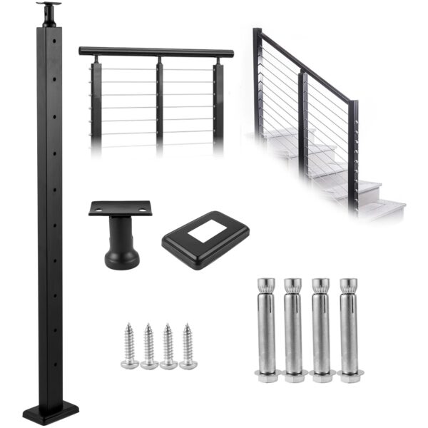 Cable Railing Post Set Matte Black by Vevor