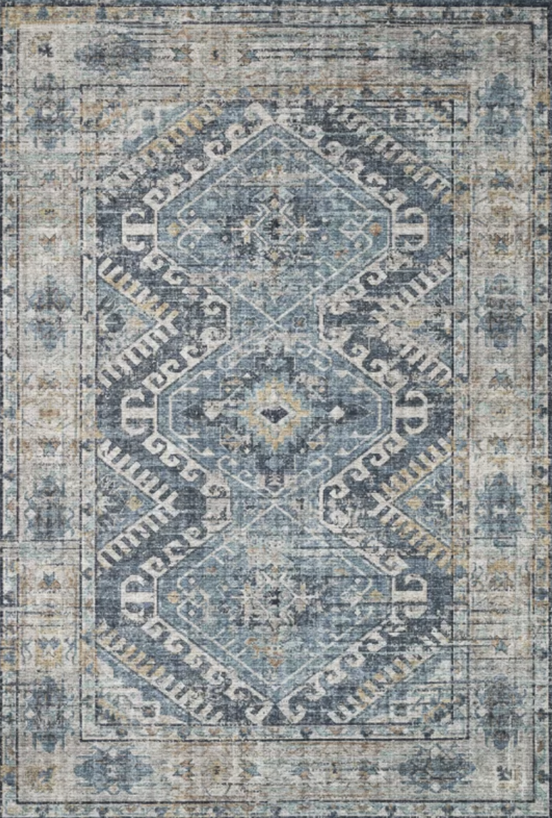 Gelo Oriental Area Rug in Denim/Grey 2'6"x7'6"