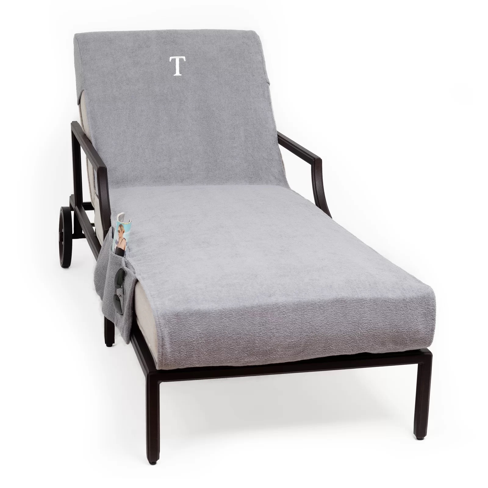 Standard Patio Chaise Lounge Cover Personalized with "T"