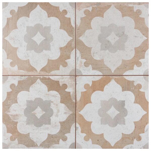 Kings 18" x 18" Ceramic Patterned Wall & Floor Tile Clay Blossom