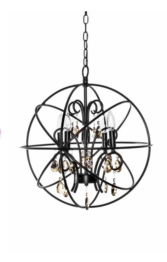 Alden 4 - Light Candle Style Globe Chandelier with Crystal Accents