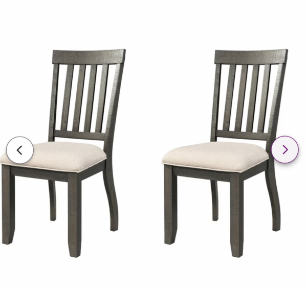 Linen Slat Back Side Chair in Dark Ash (Set of 2)