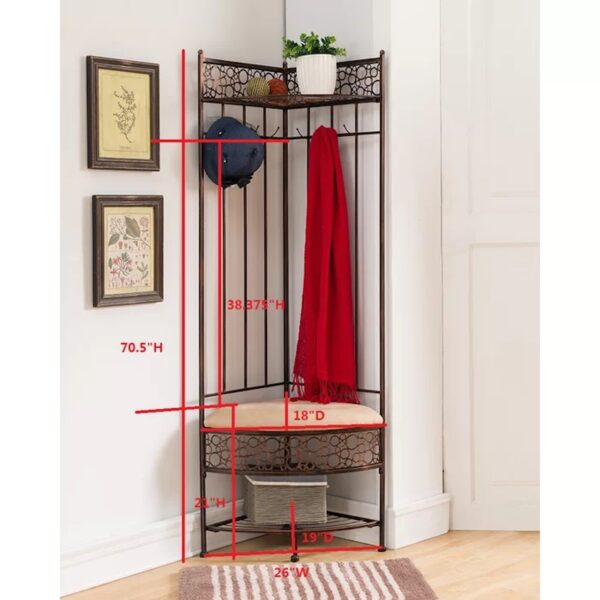 Corner Hall Tree with Bench and Shoe Storage