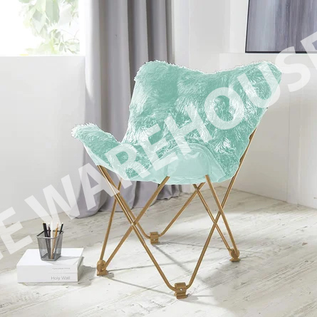 Lehman Upholstered Accent Chair Aqua Faux Fur