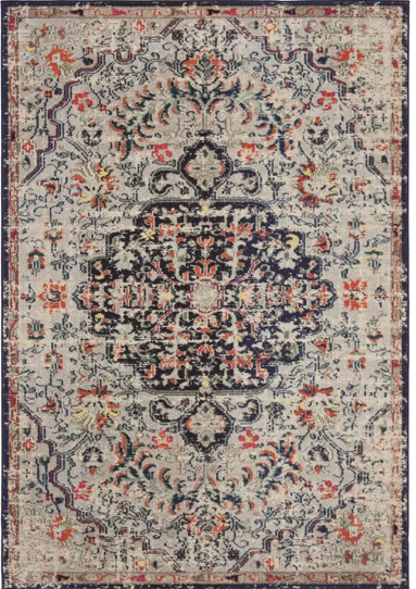 Kaidence Oriental Cream/Blue Area Rug 3’x5’