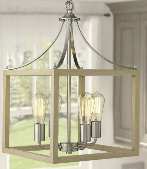 Kensie 4-Light Lantern Rectangle Geometric Chandelier Pendant Lighting