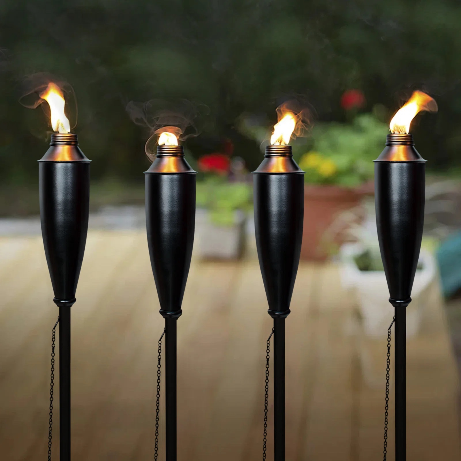 Backyard Patio Lighting Flame Lantern Garden Torch and Tiki Torch (Set of 4)