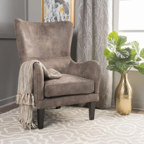 Aoting Upholstered Wingback Chair Gray Brown