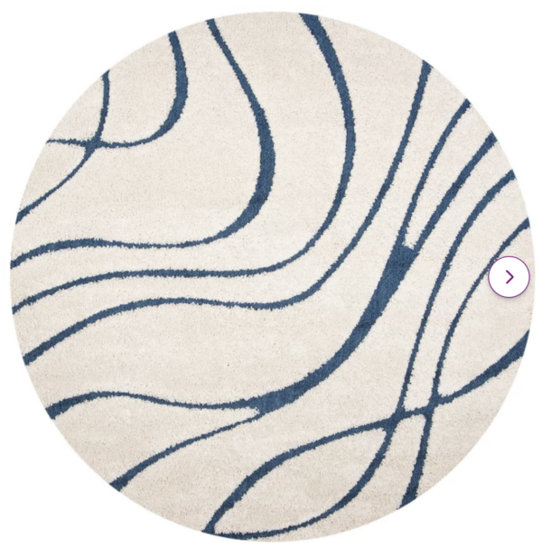 Stacie Abstract Area Rug in Cream/Blue 10' Round