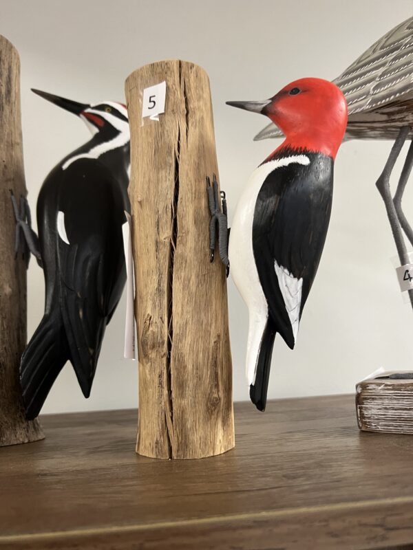 Hand Crafted Redheaded Woodpecker 9" high