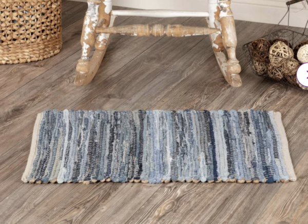 Jansen Denim & Hemp Striped Navy Area Rug Rectangle 1'8" x 2'6"