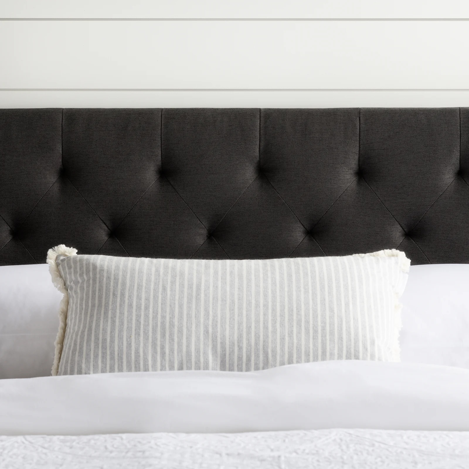 Upholstered Headboard Dark Gray/Black