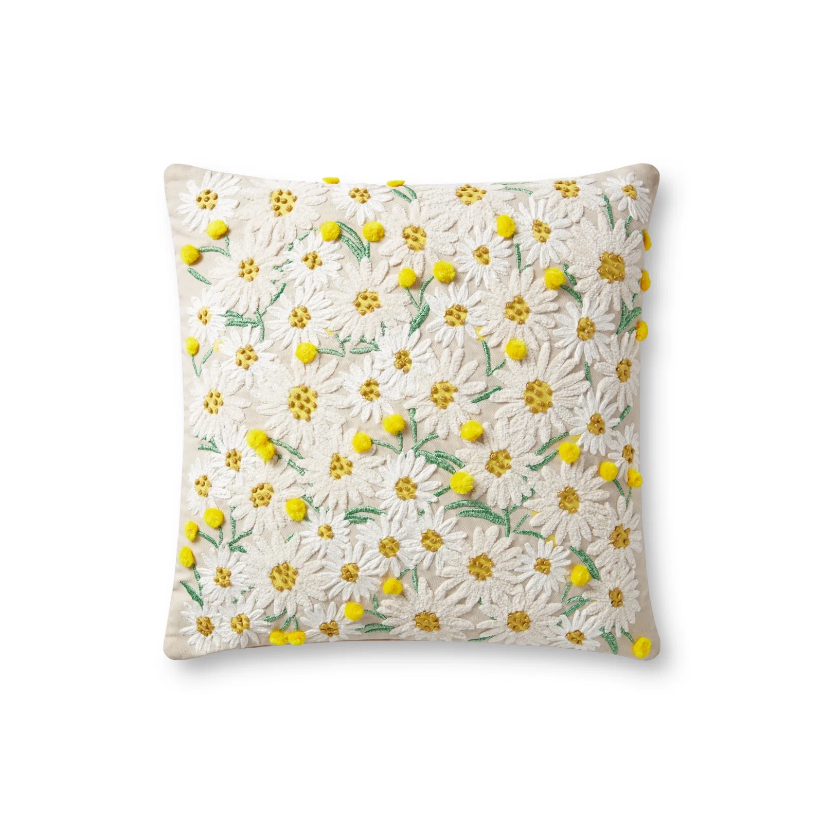 Rifle Paper Co. x Loloi PRP0018 Daisies Beige 18" x 18" Pillow