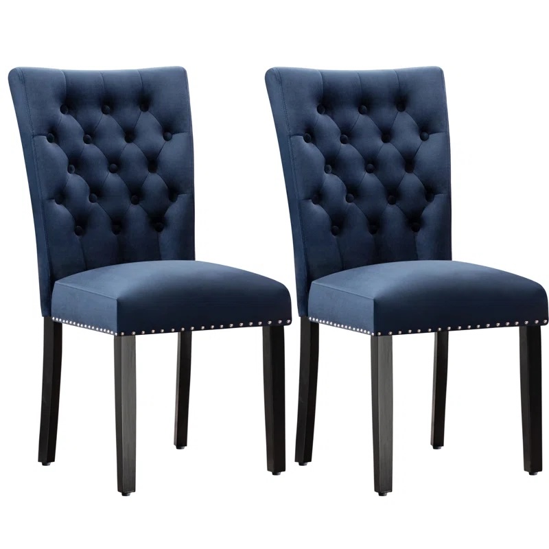 Tufted Velvet Modern Dining Chair (Set of 2) Blue