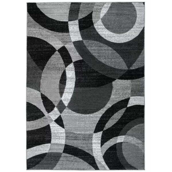 Mehul Geometric Grey/Black/Ivory Area Rug 8'x10'