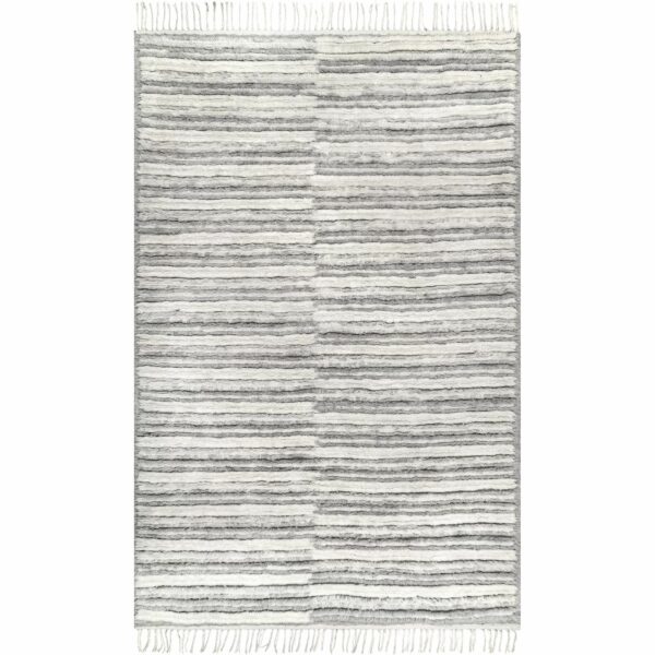 Arvin Olano x Rugs USA Fred Striped Shag Gray Area Rug 5'x8'