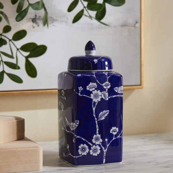 9.44" Handmade Blue White Chinoiserie Ceramic Ginger Jar/ Table Vase