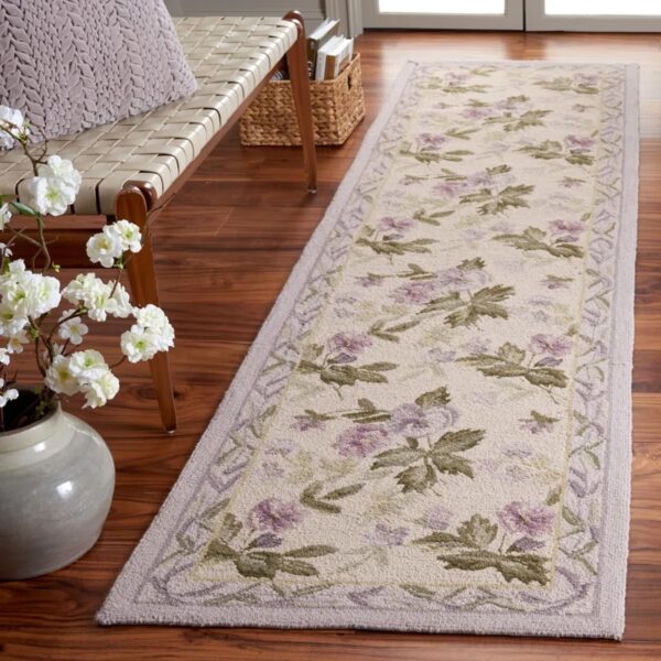 Hollander Hand Hooked Wool Floral Rug 2'6"x10'