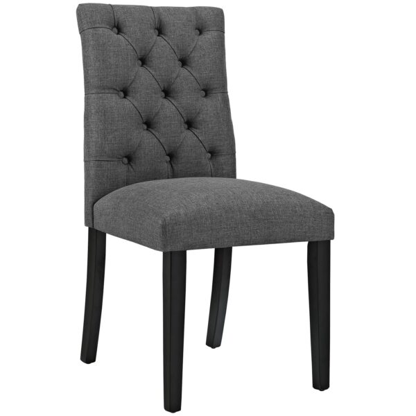 Button Tufted Vegan Leather Dining Chair Gray