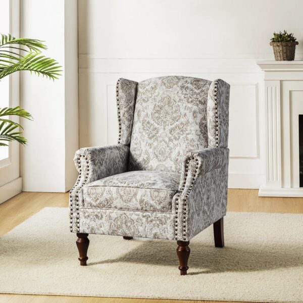 Anndi Floral Upholstered Wingback Accent Chair