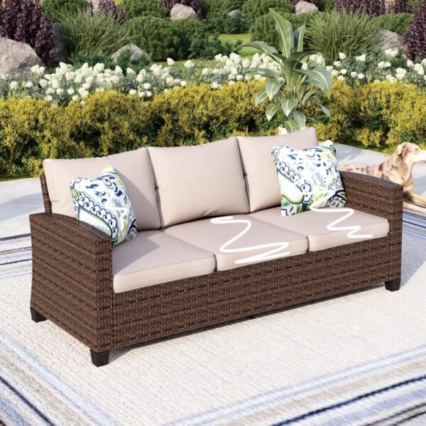 Stylish Wicker Outdoor Patio Sofa & All-Weather Rattan - Read Description