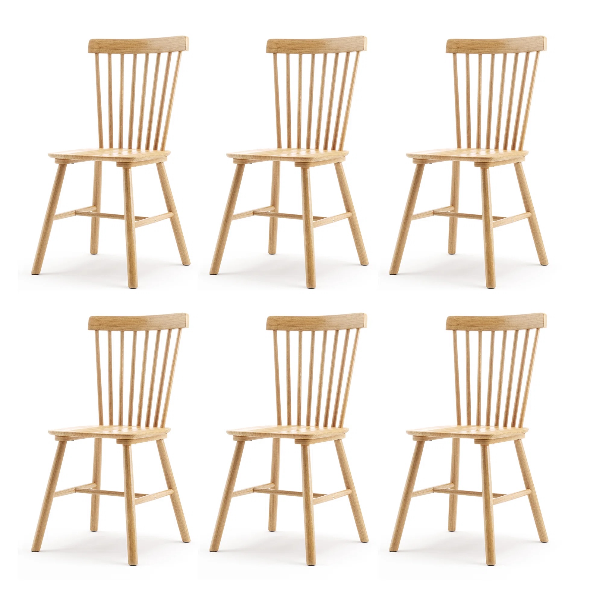 Natural Chesley Solid Wood Side Chair Set of 6