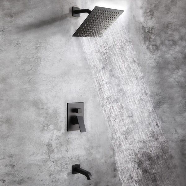 Matte Black Shower Faucet with Tub Spout