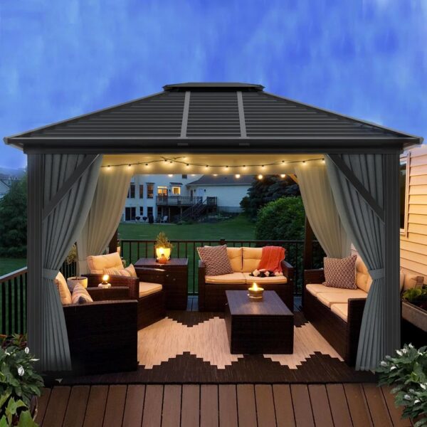 10 Ft. W x 12 Ft. D Aluminum Patio Gazebo - READ Description