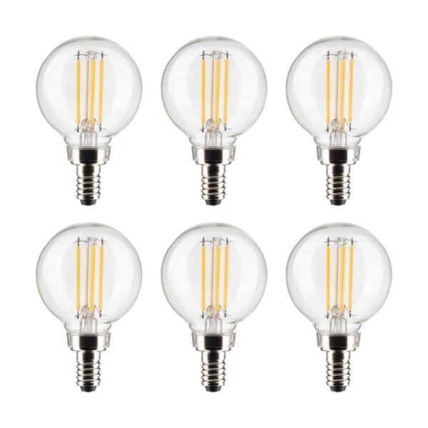 60 Watt Equivalent G16.5 E12/Candelabra Dimmable LED Bulb (Set of 6) 4000K