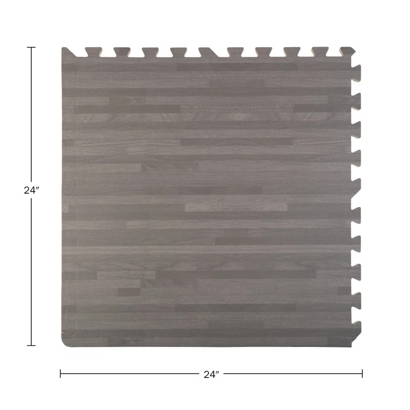 Stalwart EVA Foam Floor Tiles 12-Pack - 48 SQFT Woodgrain Puzzle Mats GREY