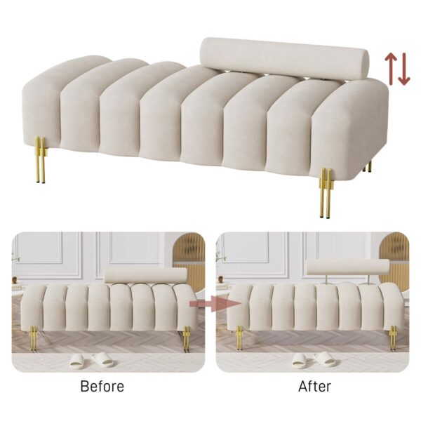 Ylario Upholstered Bench White - Image 3