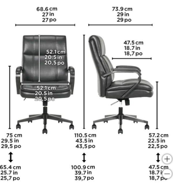 True Innovations Contoured Mid-Back Manager Office Chair - Image 4